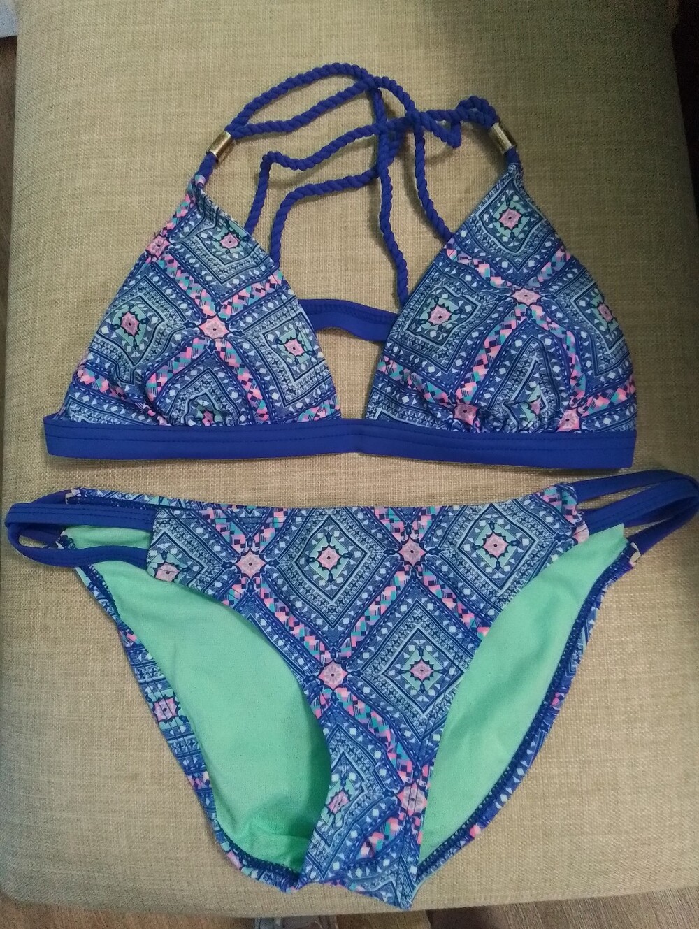 YMI Blue Patterned Two-Piece Swim Set